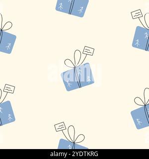 Geschenkbox mit nahtlosem Muster Winterferien Neujahr- und Weihnachtsverpackungspapier Stock Vektor