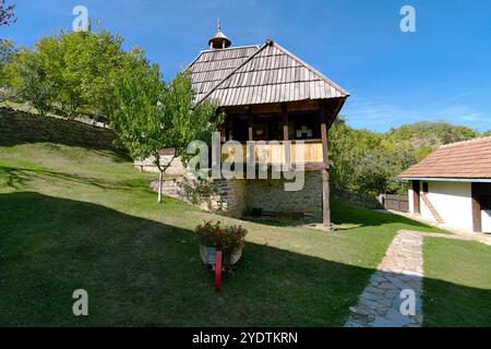 Die Residenz des Fürsten Milos Obrenovic (typisches serbisches Haus in der ersten Hälfte des 19. Jahrhunderts genannt „osacanka“) in Gornja Crnuca, Gornji Milanov Stockfoto