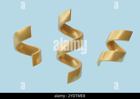 Realistische 3D goldene Konfetti lockige Bänder dreidimensionale Vektor Party Dekoration Design Elemente Stock Vektor