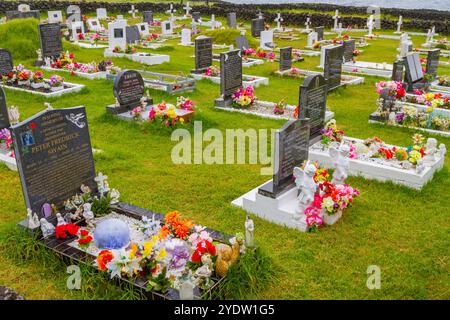 Blick auf den Friedhof in Tristan da Cunha, dem abgelegensten bewohnten Ort der Erde, Tristan da Cunha, Südatlantik Stockfoto