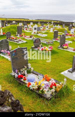 Blick auf den Friedhof in Tristan da Cunha, dem abgelegensten bewohnten Ort der Erde, Tristan da Cunha, Südatlantik Stockfoto