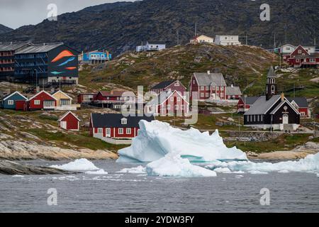 Blick auf Ilulissat, Westgrönland, Dänemark, Polarregionen Stockfoto