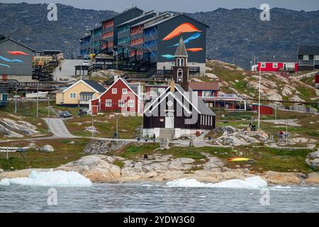 Blick auf Ilulissat, Westgrönland, Dänemark, Polarregionen Stockfoto