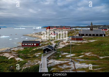 Blick auf Ilulissat, Westgrönland, Dänemark, Polarregionen Stockfoto