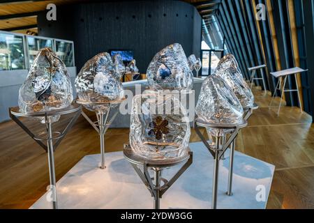 Eiskristalle, Wissenschaftszentrum, Ilulissat-Eisfjord, UNESCO-Weltkulturerbe, Westgrönland, Dänemark, Polarregionen Stockfoto