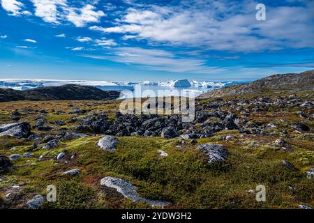 Blick auf den Ilulissat-Eisfjord, UNESCO-Weltkulturerbe, Westgrönland, Dänemark, Polarregionen Stockfoto