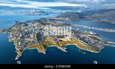 Luftfahrt von Nuuk, Hauptstadt Grönlands, Dänemark, Polarregionen Stockfoto