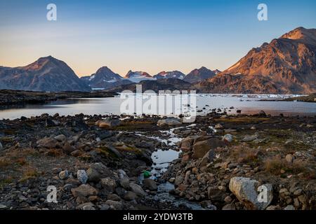 Bergfjord, Kulusuk, Grönland, Dänemark, Polarregionen Stockfoto