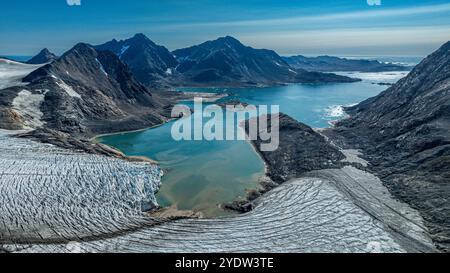 Luftlinie von Kulusuk, Grönland, Dänemark, Polarregionen Stockfoto