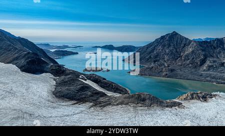 Luftlinie von Kulusuk, Grönland, Dänemark, Polarregionen Stockfoto