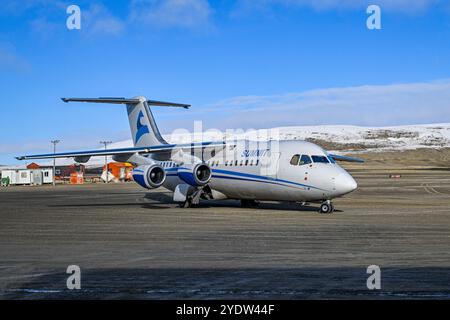 Charterflugzeug in Resolute, Inuit Weiler, Cornwallis Insel, Nunavut, kanadische Arktis, Kanada, Nordamerika Stockfoto