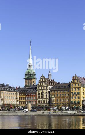 Kornhamnstorg (Kornhamnstorg) ist ein öffentlicher Platz in Gamla stan, der Altstadt im Zentrum Stockholms in Schweden Stockfoto