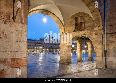 Plaza Mayor (Hauptplatz), Salamanca, UNESCO-Weltkulturerbe, Kastilien und Leon, Spanien, Europa Stockfoto