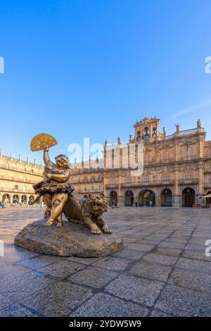 Plaza Mayor (Hauptplatz), Salamanca, UNESCO-Weltkulturerbe, Kastilien und Leon, Spanien, Europa Stockfoto