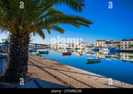 Blick auf den Gilao River, Tavira, Algarve, Portugal, Europa Stockfoto