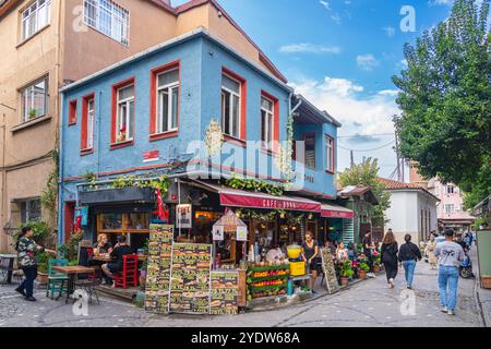 Cafe, Balat, Istanbul, Türkei, Europa Stockfoto