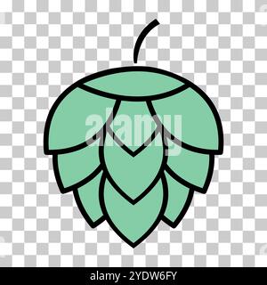 Hopfensymbol Bier Kegel Blatt Zeichen, Pub Kräuter Design, Natur Samen Vektor Illustration. Stock Vektor