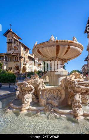 Springbrunnen des Frosch- und Spinnenpalastes, Piazza Mincio, Coppede-Viertel, Rom, Latium, Italien, Europa Stockfoto