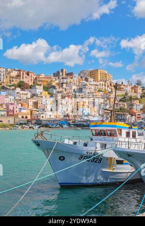 Sciacca Harbour, Sciacca, Landkreis Agrigento, Sizilien, Italien, Mittelmeerraum, Europa Stockfoto