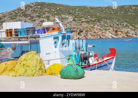 Fischerboot, Färöer, Sifnos, Kykladen, griechische Inseln, Griechenland, Europa Stockfoto