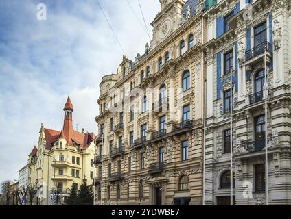 Prächtiges Jugendstilhaus im Zentrum von Riga, Lettland (Alberta Straße 13) Stockfoto