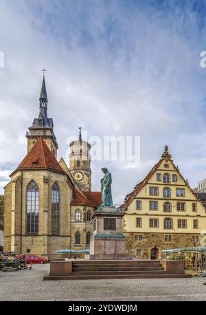 Blick auf den Schillerplatz im Stuttgarter Stadtzentrum, Deutschland, Europa Stockfoto