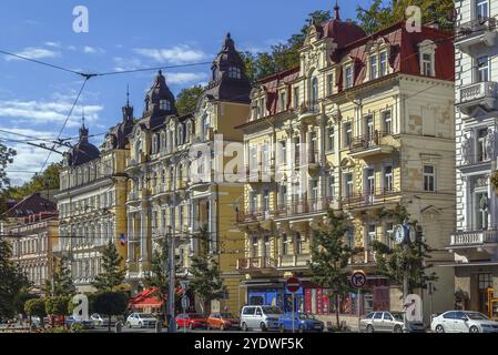 Straße im Stadtzentrum von Marianske Lazne, Tschechische republik Stockfoto