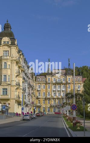 Straße im Stadtzentrum von Marianske Lazne, Tschechische republik Stockfoto