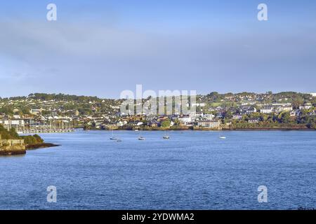 Blick auf Kinsale von der Mündung des Flusses Bandon, Irland, Europa Stockfoto