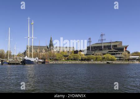 Das Nordische Museum und das Vasa Museum sind Museen auf der Insel Djurgarden im Zentrum Stockholms, Schweden, Europa Stockfoto