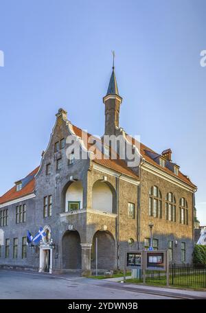 Gebäude des Rathauses von Parnu, Estland, Europa Stockfoto