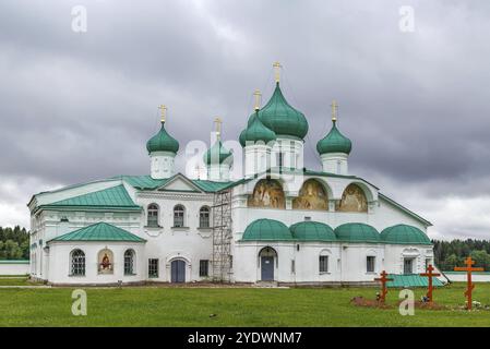 Das Alexander-Svirski Kloster ist das orthodoxe Kloster im Leningrader Gebiet, Russland. Verklärung Kathedrale Stockfoto