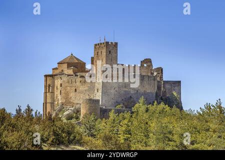 Die Burg Loarre ist eine romanische Burg und Abtei in der autonomen Region Aragon in Spanien. Es ist eine der ältesten Burgen Spaniens Stockfoto