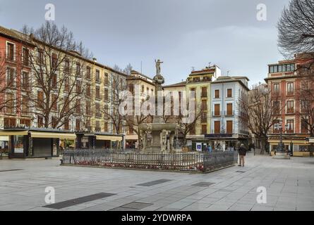 Plaza Bib Rambla mit Gigantones-Brunnen, Granada, Spanien, Europa Stockfoto