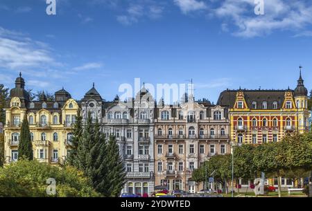 Straße im Stadtzentrum von Marianske Lazne, Tschechische republik Stockfoto