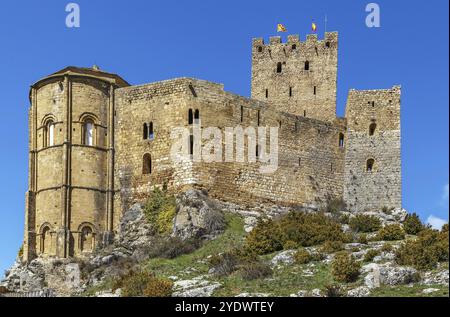 Die Burg Loarre ist eine romanische Burg und Abtei in der autonomen Region Aragon in Spanien. Es ist eine der ältesten Burgen Spaniens Stockfoto