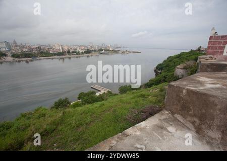 Die Festung San Carlos de Cabana und die Innenstadt auf der anderen Seite von Bahia de La Habana, Havanna, Kuba Stockfoto
