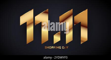 11,11 Shopping-Day-Angebot. Welttag des globalen Einkaufens. 11,11 Verrückte Verkäufe online. Vektorgrafik Stock Vektor