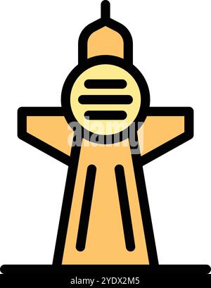 Der Kuala lumpur Turm steht hoch und wird in diesem farbenfrohen Symbol dargestellt Stock Vektor