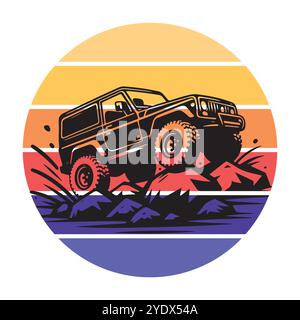 Abenteuer Offroad Auto Vektor Kunst - T-Shirt Design Illustration Stock Vektor