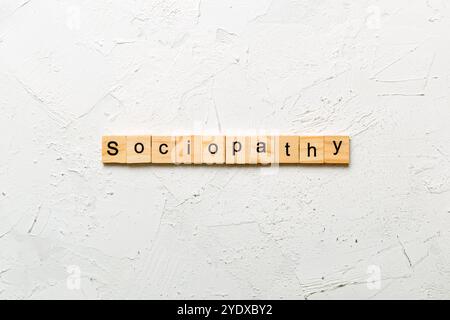 Sociopathy Wort auf Holz Block geschrieben. sociopathy Text auf Tisch, Konzept. Stockfoto