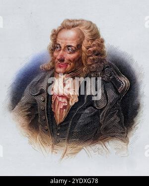 VOLTAIRE, Pseudonym von Francois-Marie Arouet, 1694-1778. Französischer Schriftsteller und Philosoph, Historisch, digital restaurierte Reproduktion vo Stockfoto