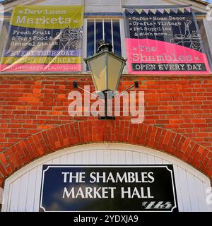 The Shambles Market Hall, Devizes, Wiltshire, England, Großbritannien. Juli 2024 Stockfoto