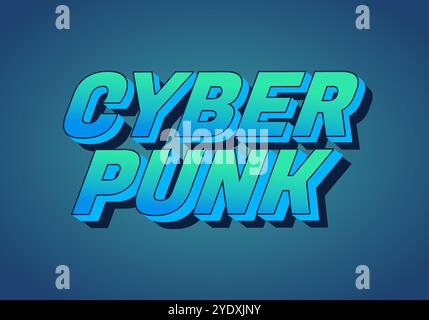Cyber Punk. Texteffekt in Fettschrift im 3D-Stil Stock Vektor