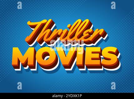 Thriller-Filme. Texteffekt-Design in modernen Farben und 3D-Stil Stock Vektor