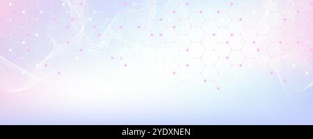 Moderne Gesundheitspflege oder medizinisches Hintergrunddesign. Innovationskonzept im Gesundheitswesen. Webbanner für horizontale Kopfzeilen. Abstrakter geometrischer Hintergrund mit Stock Vektor