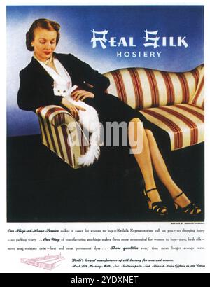 1939 Real Silk Nylons Strumpfwaren Werbung Stockfoto