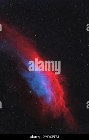 Atemberaubendes Bild des Kalifornischen Nebels in Emission mit leuchtenden Farben in der Perseus-Sternbild, Tiefraumfotografie Stockfoto