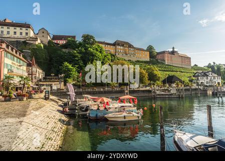 Hafen von Meersburg am Bodensee, Baden-Württemberg, Deutschland Stockfoto