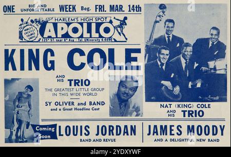 Nat King Cole Trio, Apollo Theatre, Harlem Concert Handbill, 1952 Stockfoto